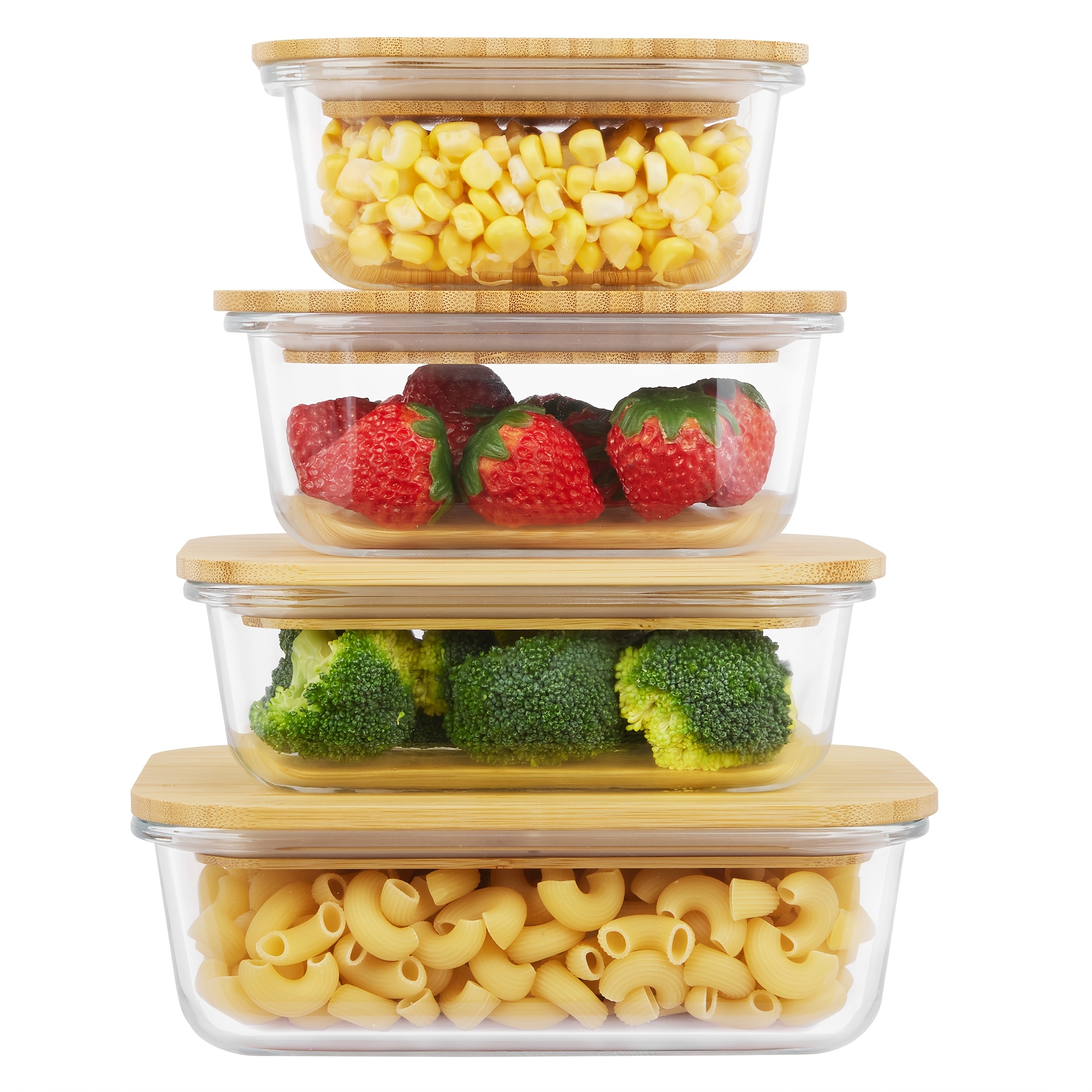 Meal Prep Glass Containers Oven Safe - 8pcs(4pcs Containers And 4pcs Lids) Food