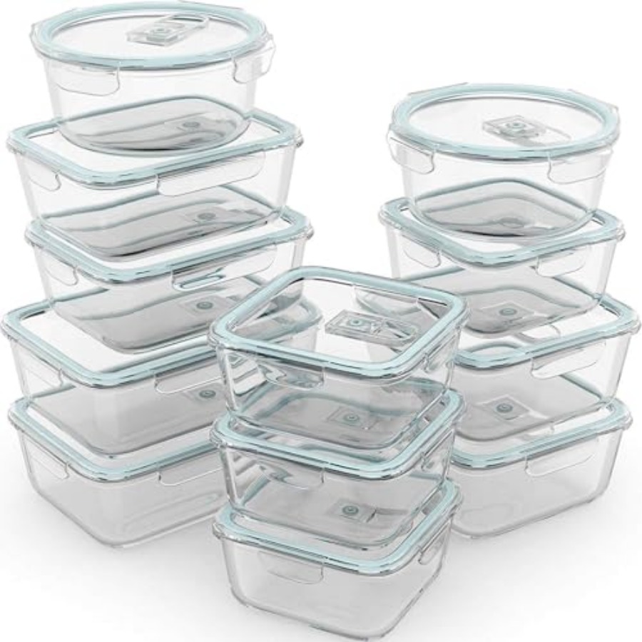 Meal Prep Glass Containers Oven Safe - 24 Pc Airtight Glass Food Storage