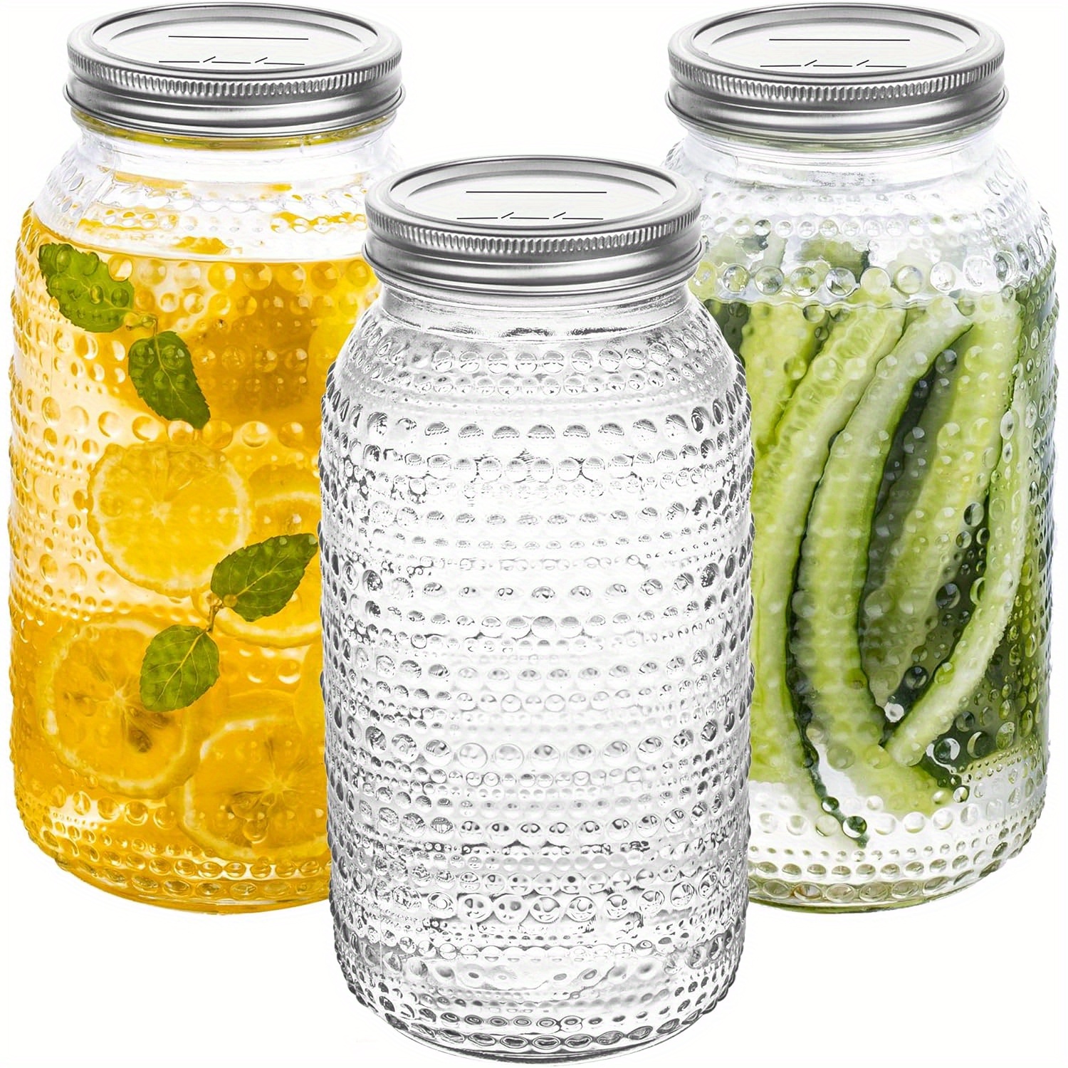 Meal Prep Meal Ideas - 3pcs Mason Jars 64oz with Lids