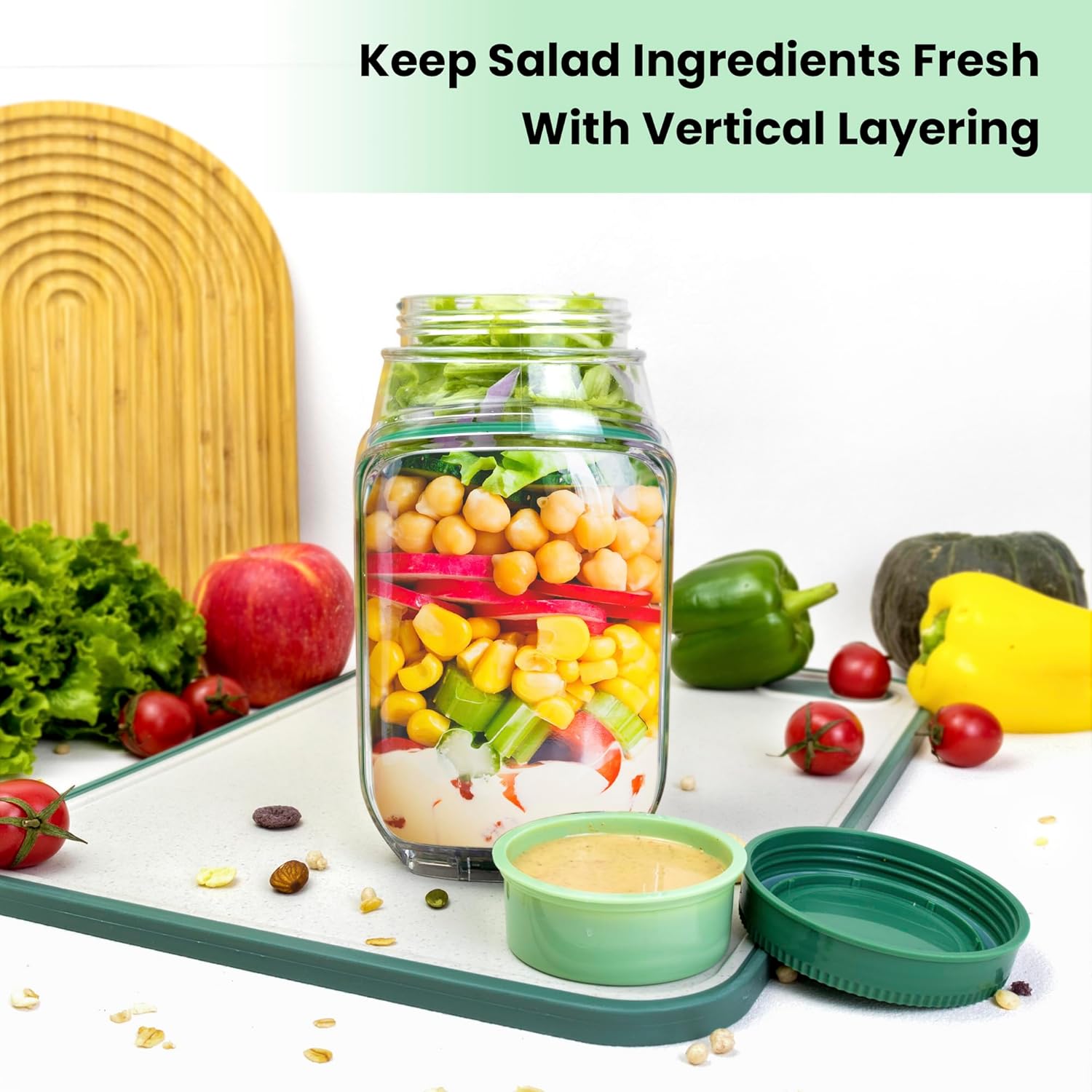 2-Pack 34oz Salad Jar Containe - Meal Prep Plan incelemesi ve fiyatı