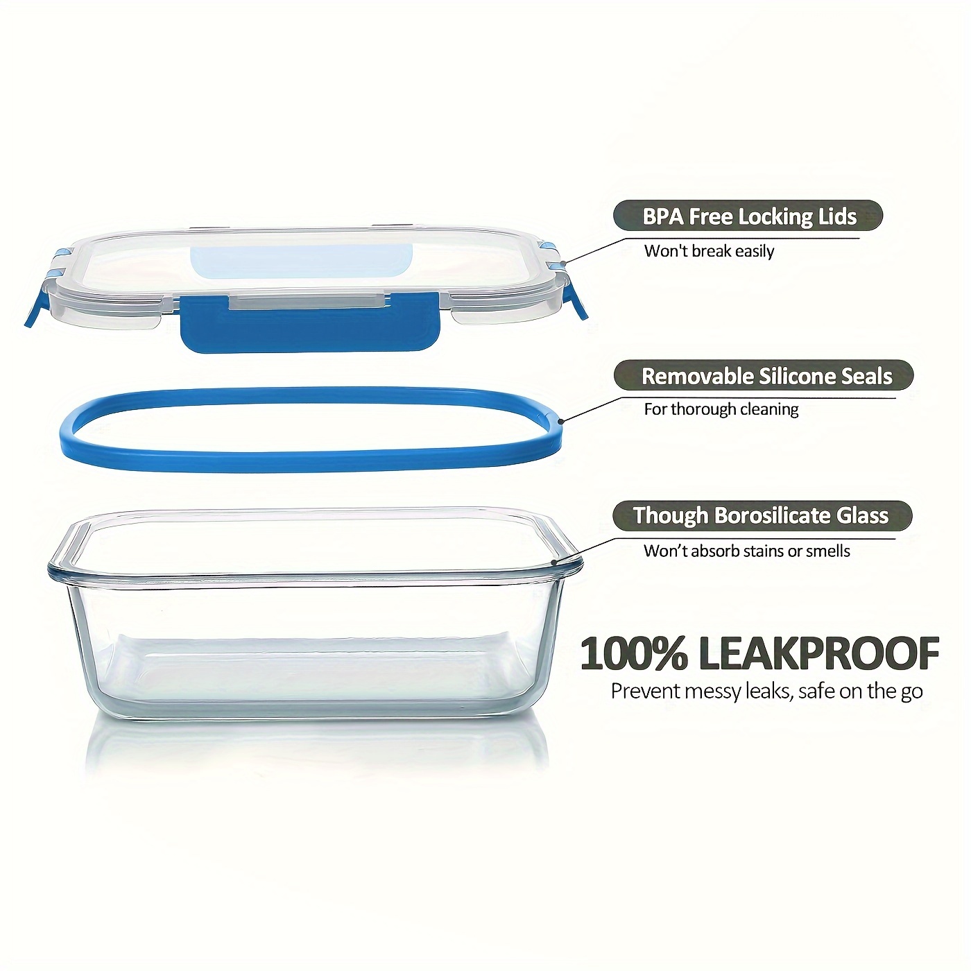 17pcs Glass Food Storage Conta - Meal Prep Glass Containers Oven Safe incelemesi ve fiyatı