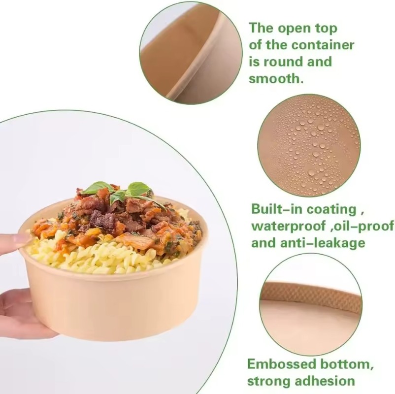 Kraft Paper Round Bowls Dispos - Meal Prep Plan incelemesi ve fiyatı