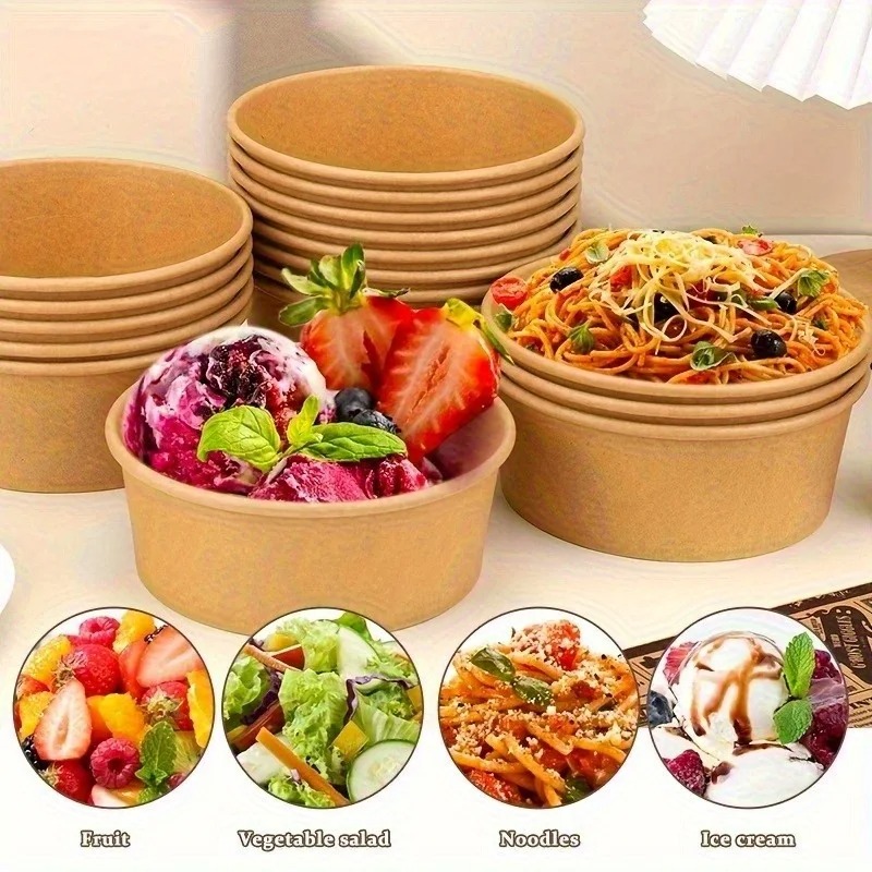 Kraft Paper Round Bowls Dispos - Meal Prep Plan incelemesi ve fiyatı
