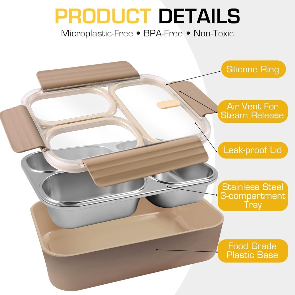 Stainless Steel Lunch Box, 3 C - Meal Prep Healthy incelemesi ve fiyatı
