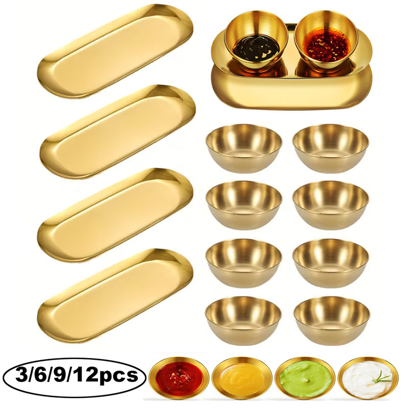3/6/9/12pcs Golden Sauce Bowl  - Sauce Dipping Cup incelemesi ve fiyatı