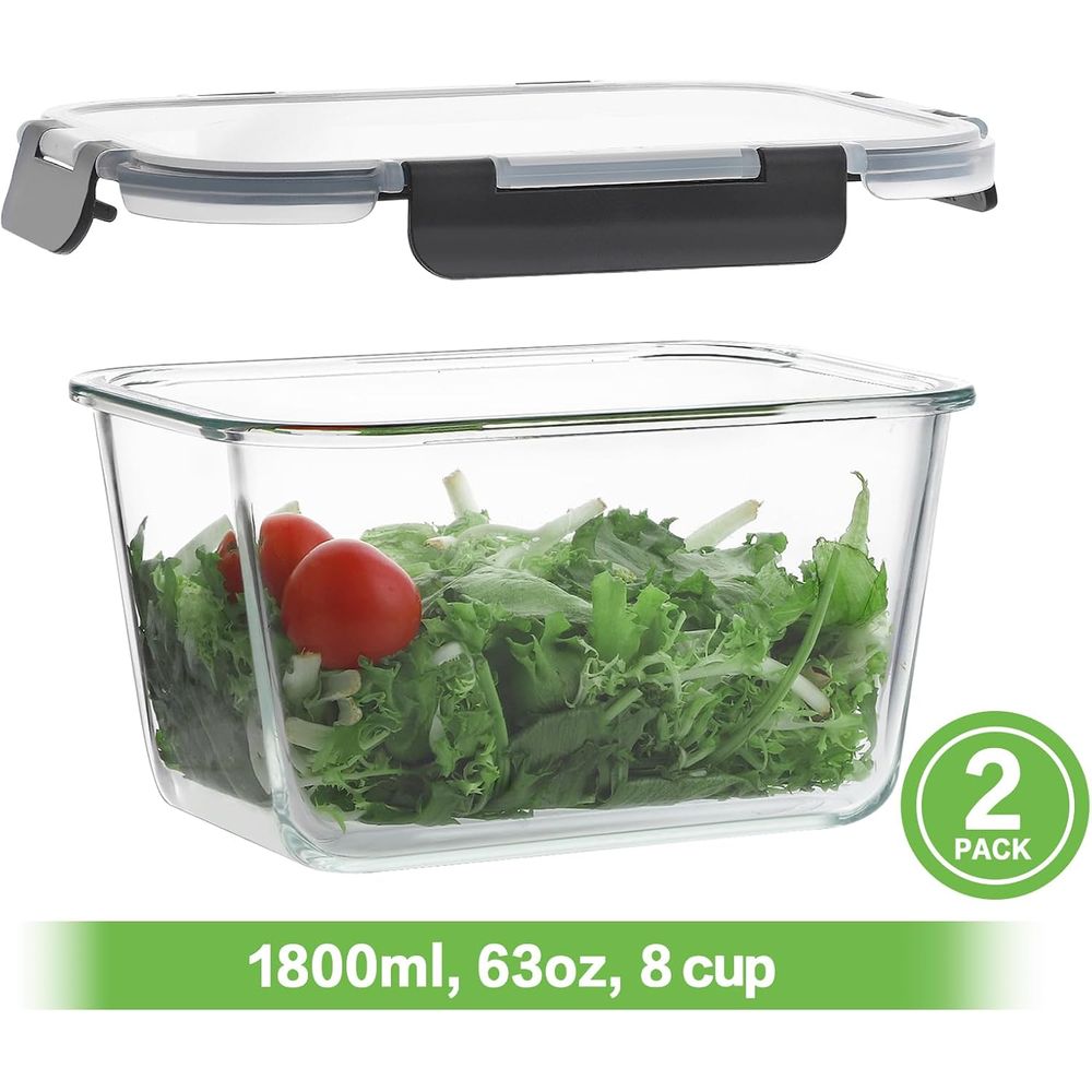 4-Piece 63oz Glass Food Storag - Meal Prep Glass Containers Oven Safe incelemesi ve fiyatı