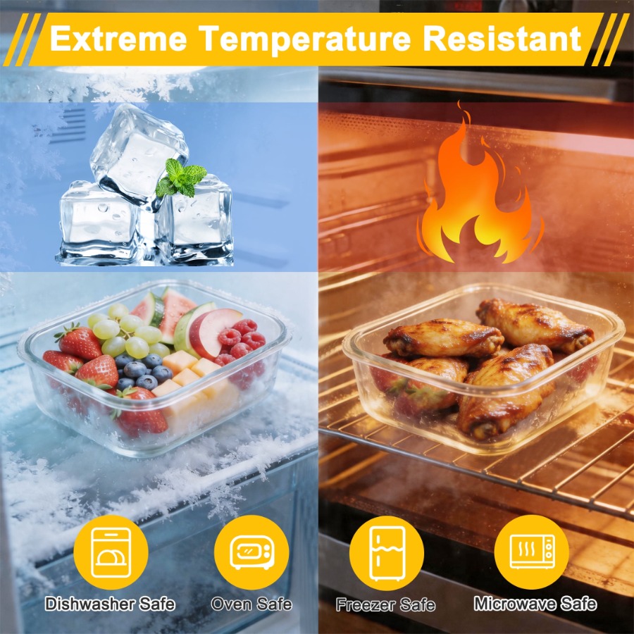 7 Pack Glass Food Storage Cont - Meal Prep Glass Containers Oven Safe incelemesi ve fiyatı