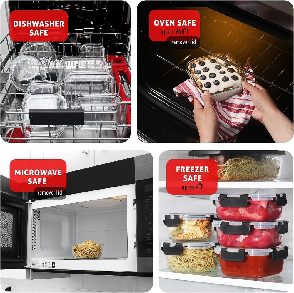 48pc Glass Food Storage Contai - Meal Prep Glass Containers Oven Safe incelemesi ve fiyatı