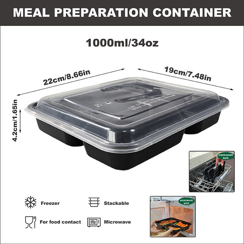 3-Compartment 34 Oz/1000 Ml, 1 - Meal Prep Gym incelemesi ve fiyatı